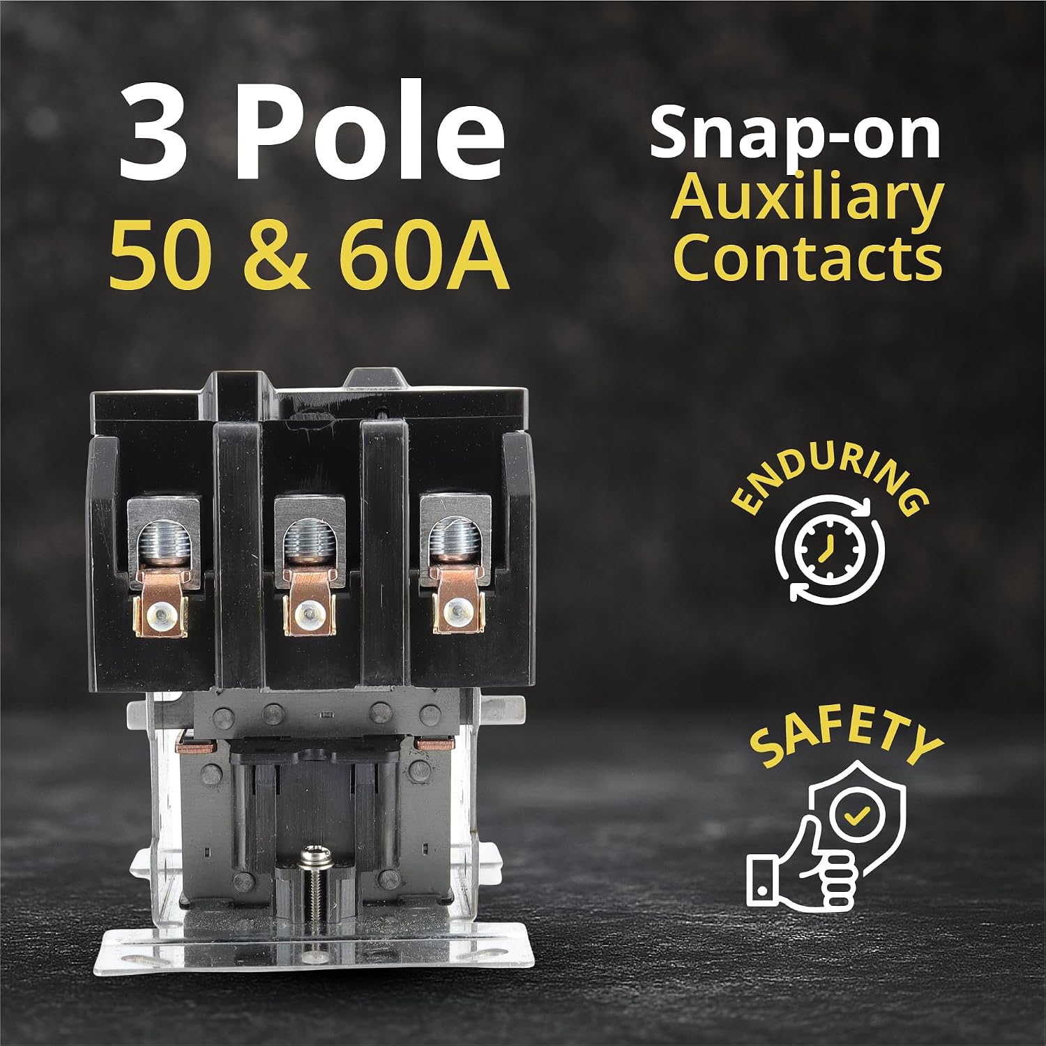 AC Contactor 90 Amp 3 Pole Contactor 24v Coil –Definite Purpose (DP) IEC/UL Listed for HVAC, Lighting, and Motor Load Applications