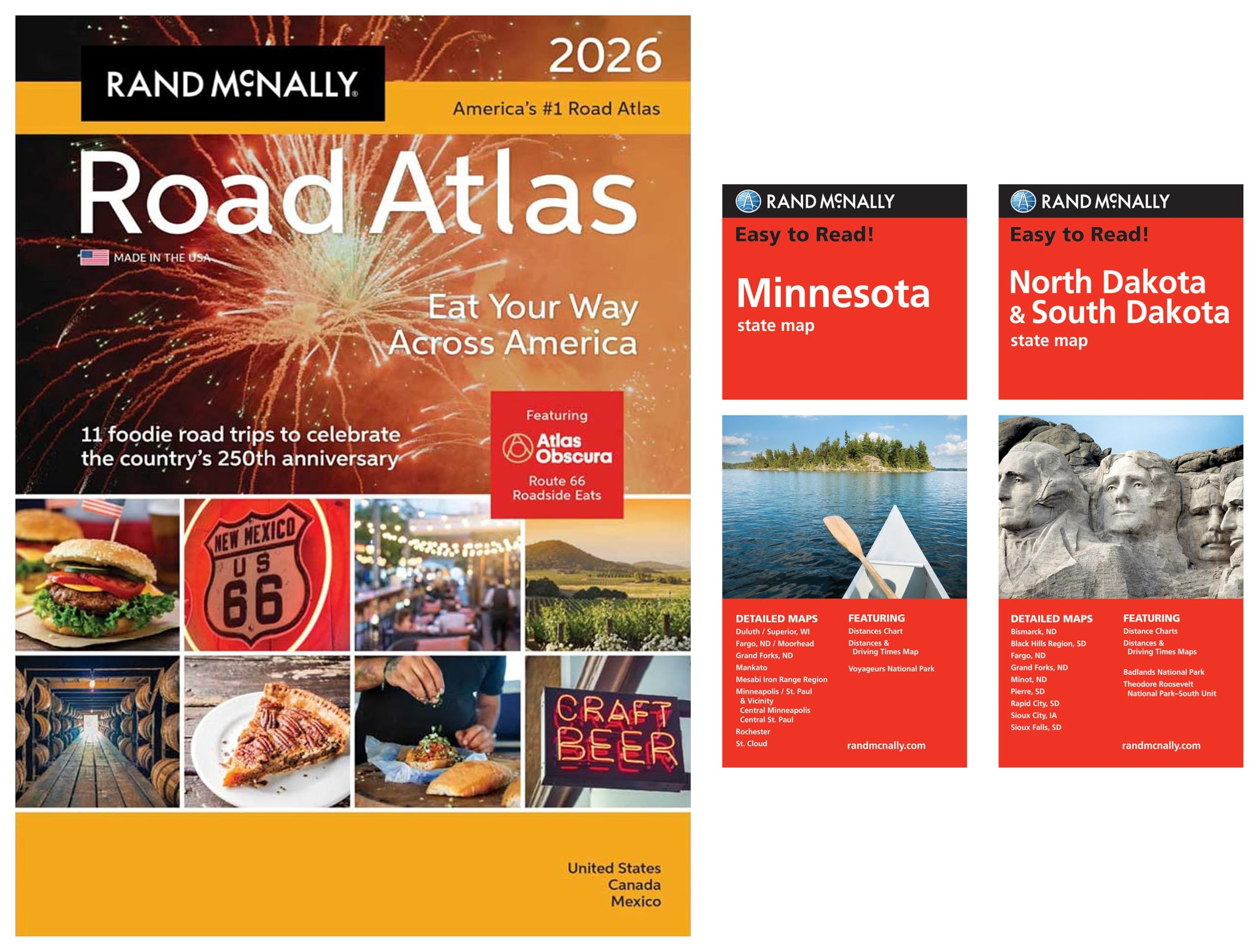 2026 Road Atlas with Easy to Read Minnesota & North Dakota/South Dakota State Maps