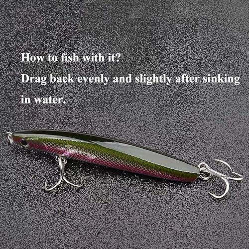 Miniatura 4 de Señuelos de lápiz de hundimiento lento, como tapones duros de Jerkbaits Crankbaits para salmón bajo, etc. Agua dulce y salada, 39