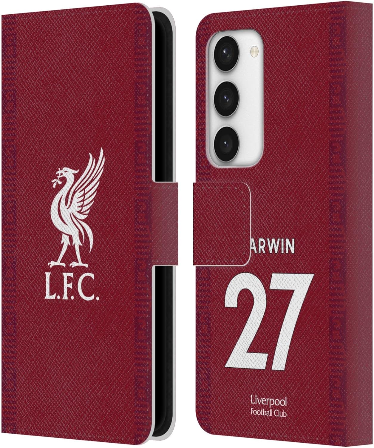 Head Case Designs Officially Licensed Liverpool Football Club Darwin Núñez 2022/23 Players Home Kit Leather Wallet Case Compatible with Samsung Galaxy S23 5G