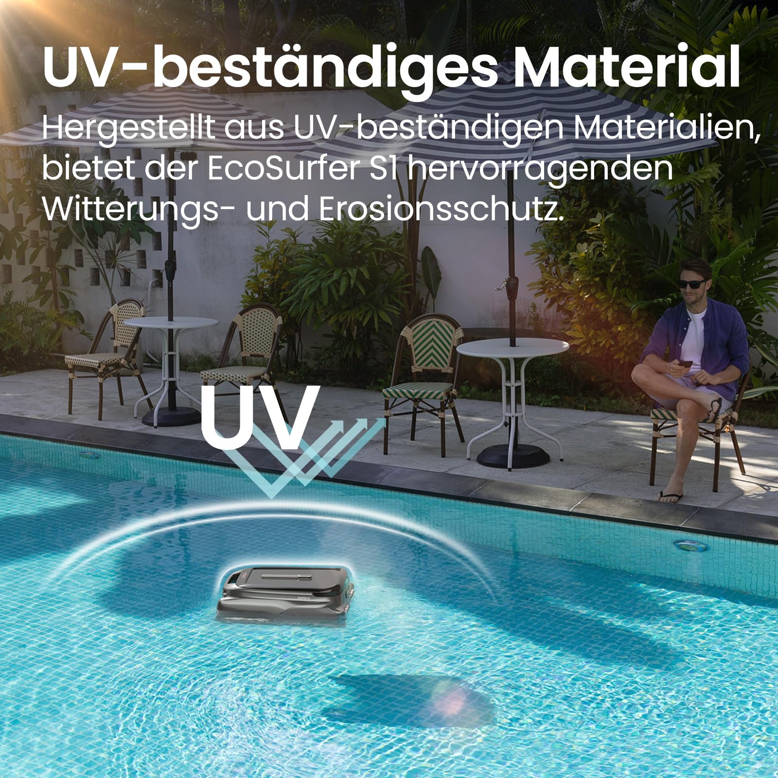 AIPER Surfer S1 Pool Skimmer Roboter, Akku & Solar, SolarSeeker, Oberflächenreinigung, 20h Laufzeit, Smart App, Wassertemperatur, für alle Pooltypen (Generalüberholt)
