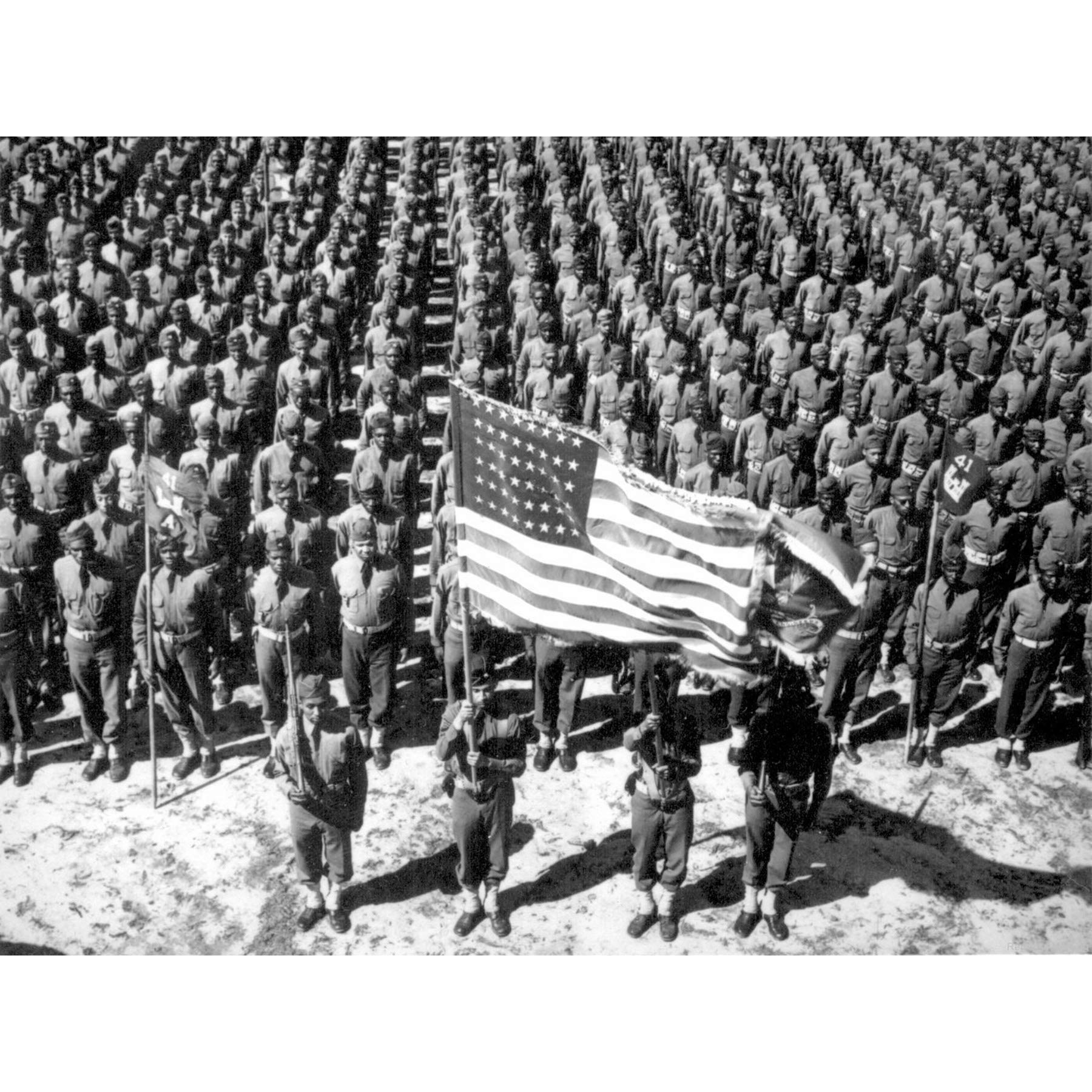War WWII USA African American Soldiers Parade Photo Premium Wall Art Canvas Print 18X24 Inch