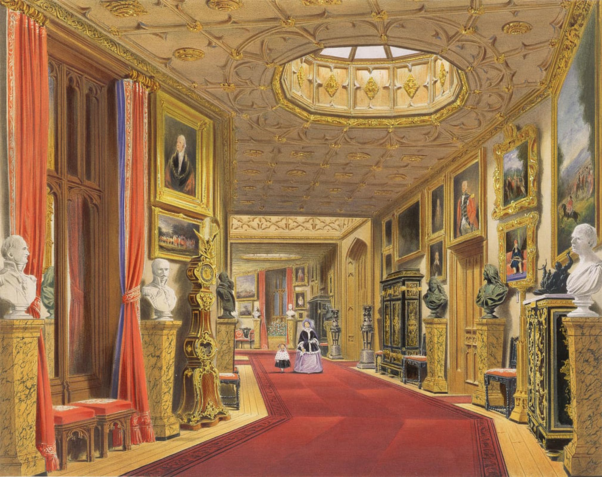 ARTXLXXBN Famous Print Painting Colorful Art Print Angle of the East Corridor Windsor Castle by Baker Pyne Canvas Art Decorations for Home Decor 60x90cm