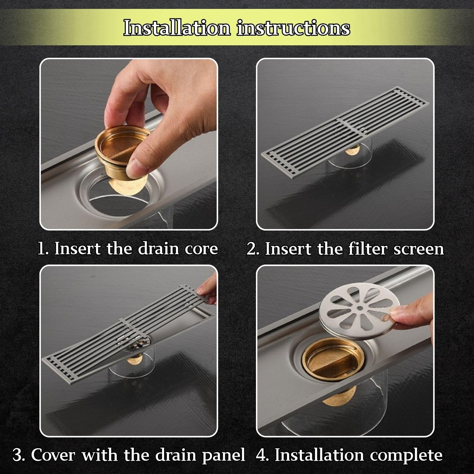 8cm de Ancho Desagüe de Suelo Diseño Hueco de Acero Inoxidable Gris Extraíble para Baño Balcón a Prueba de Olores Antibloqueo Filtro Fácil Instalación Baño Accesorios(8 * 100cm)