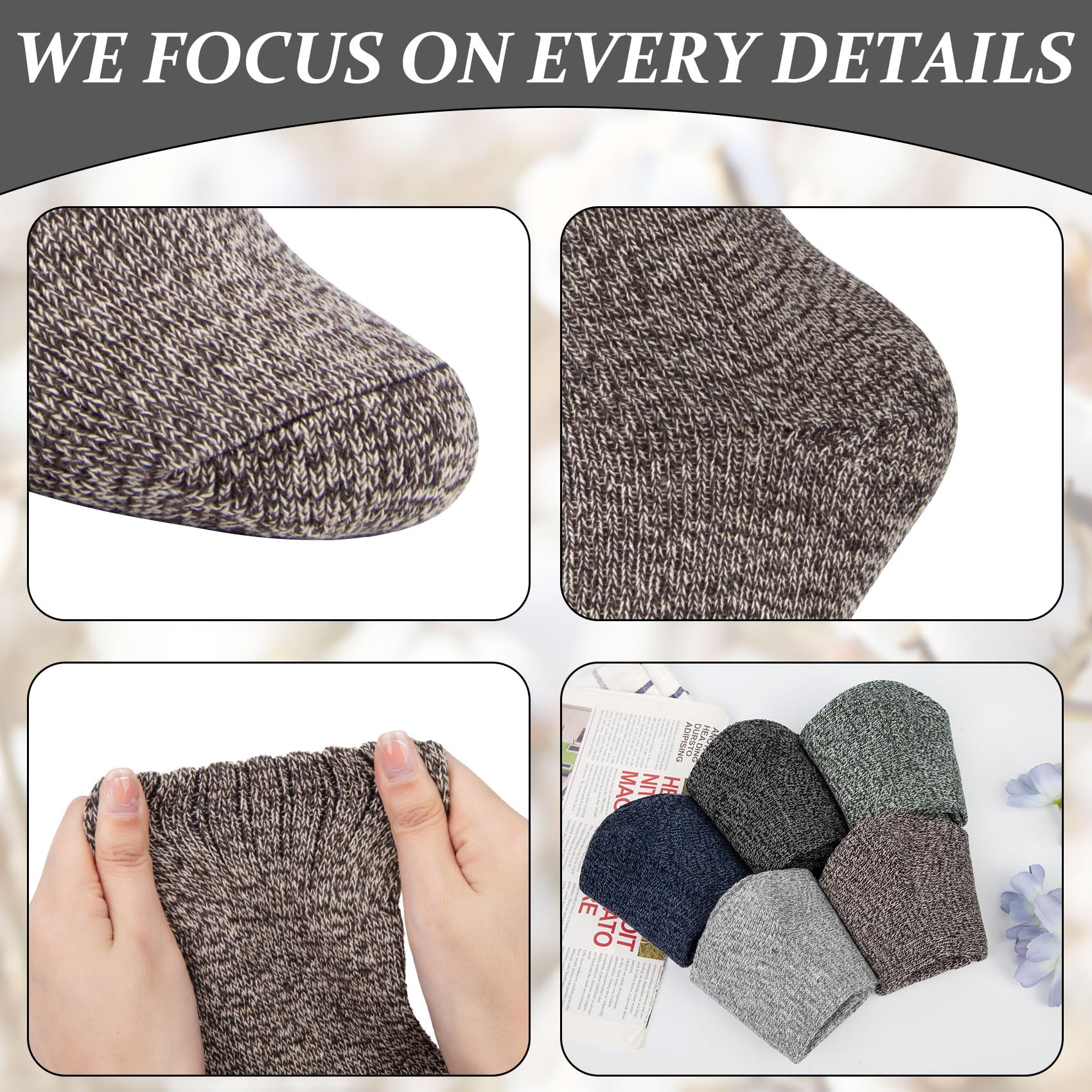 Chalier Finery 5 Paia Calze Invernali di Lana da Donna, Calzini Termiche Spesse da Donna, Morbidi ed Elastici, Regalo di Natale per il Compleanno da Donna