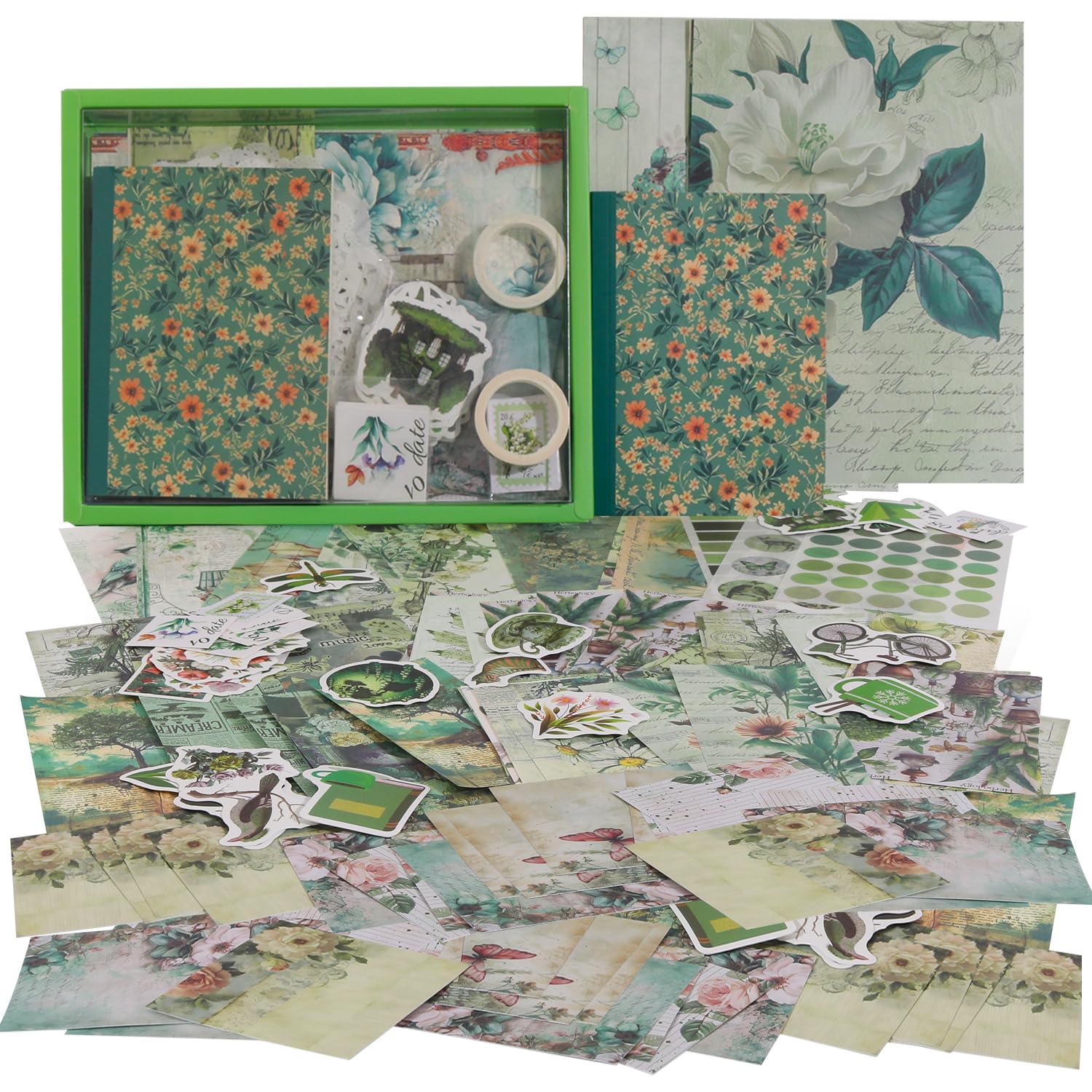 Blacico DIY Green Journal Kit for Girls - 265 pcs Gifts for Girls Ages 8 9 10 11 12 Year Old, Journal Set for Tween Girls, Stationery Set, Scrapbook & Diary Supplies Set, Journaling Art Crafts Kit