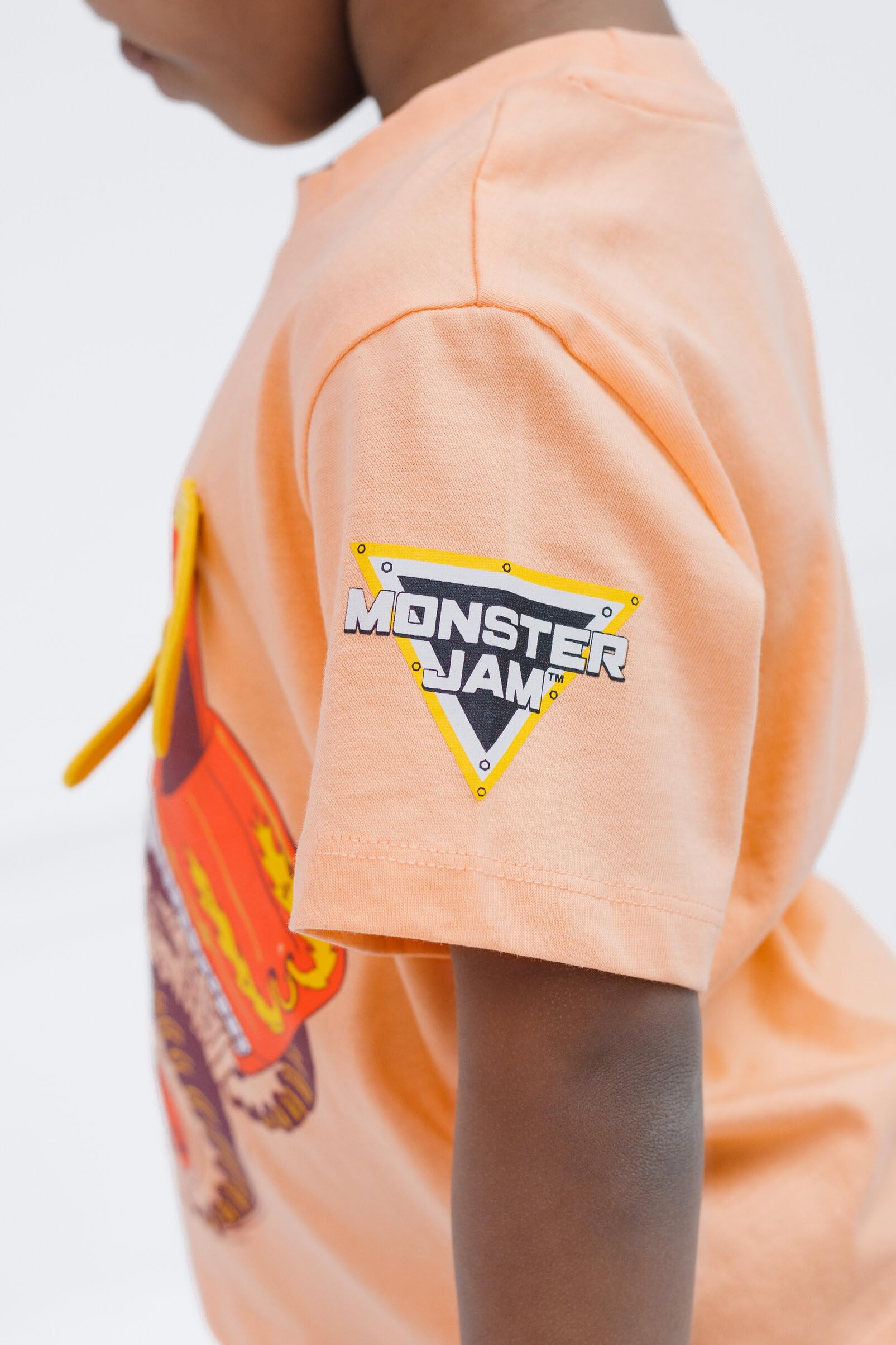 Monster Jam - Camiseta de manga corta para niños (3D, 3D) | 100% algodón, cuello redondo acanalado, jersey de punto suave, lavable a máquina