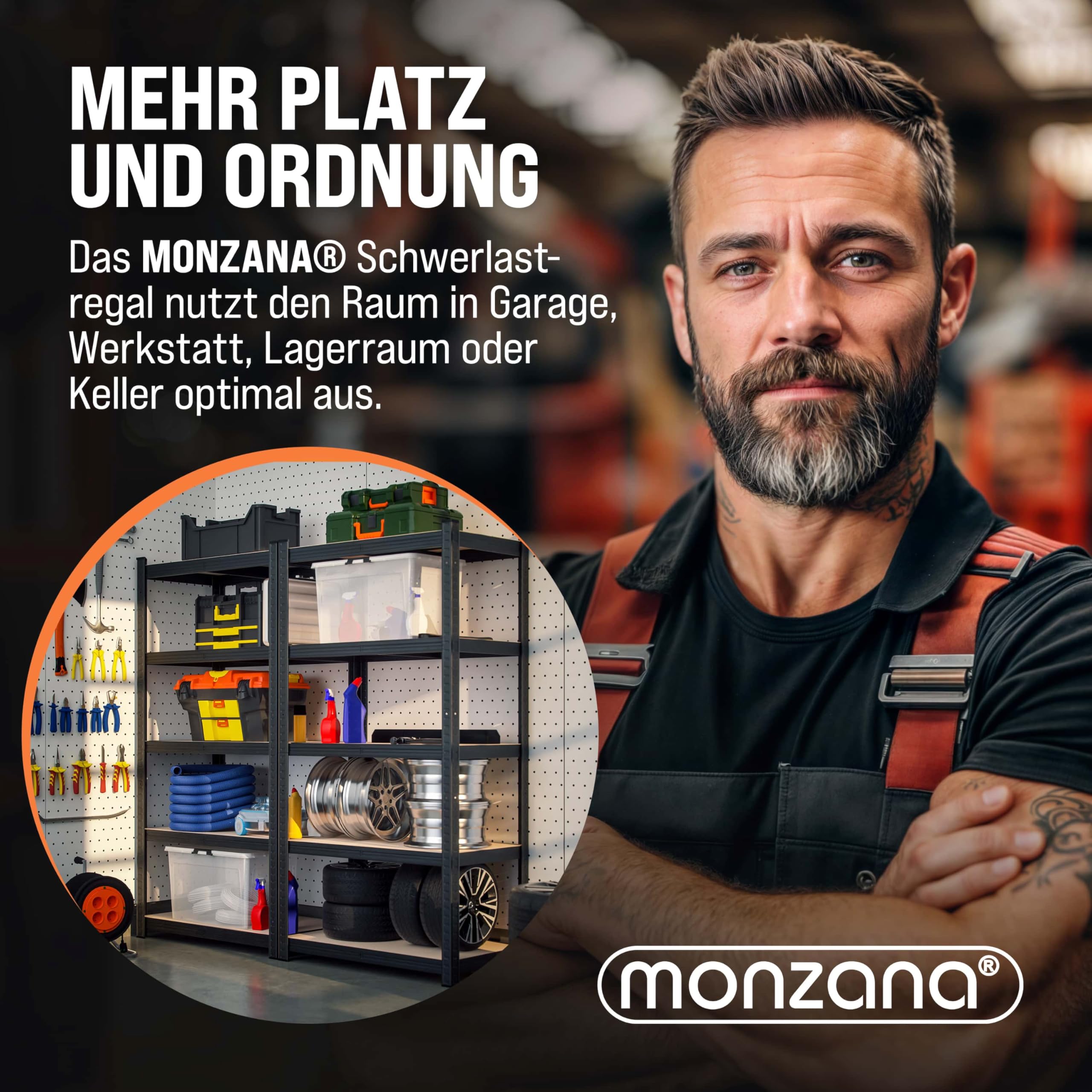 Monzana® Schwerlastregal 180x90x40cm Befestigungsmaterial 875kg 5 MDF-Platten Kellerregal Lagerregal Steckregal Metallregal Werkstattregal Schwarz