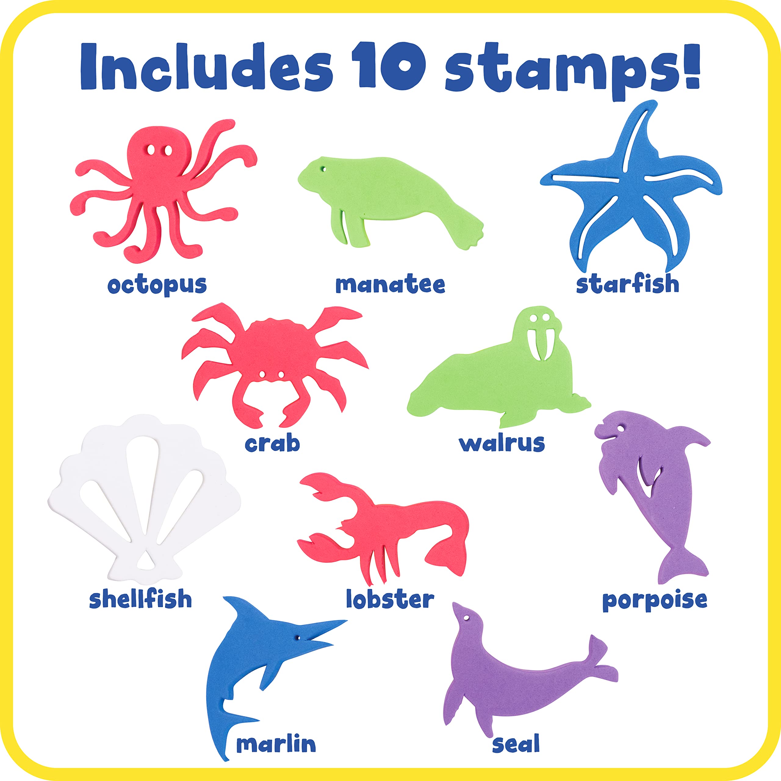 6 Pcs Plastic Stamps Sea Ocean Animal Creature Mini Stampers for Kids School Prizes Learn Props Birthday Gift Party, Size: 2.5