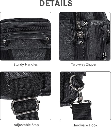 Miniatura 7 de Schkleier Bolsa de mensajero para hombre, bolsa cruzada de lona, mochila cruzada, bolsa de hombro para laptop, senderismo, mochilas casuales tácticas