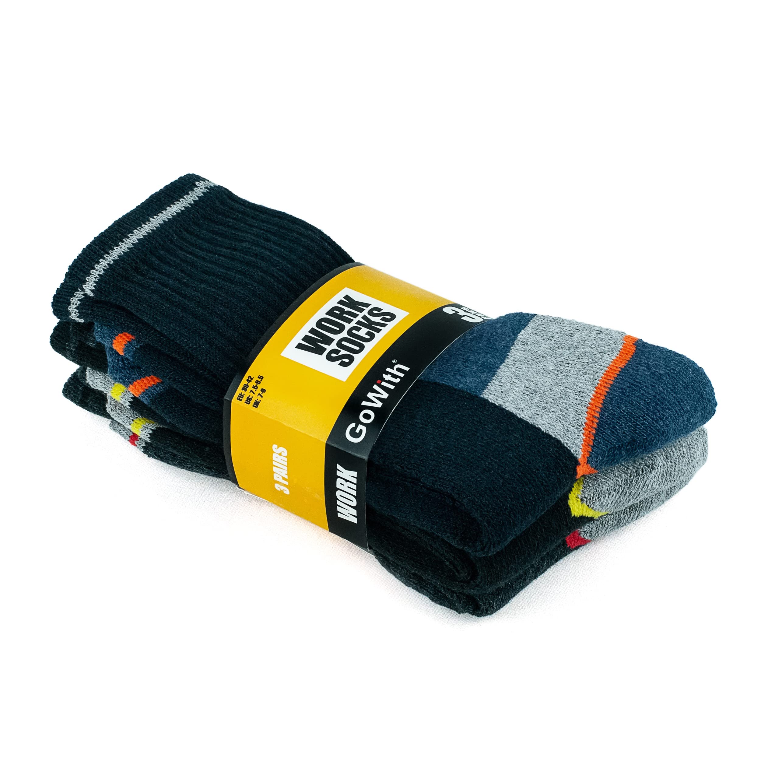 GoWith3 Pairs Men's Cotton Work Socks, Thick Hiking & Trekking Socks, Outdoor Terry Boot Socks