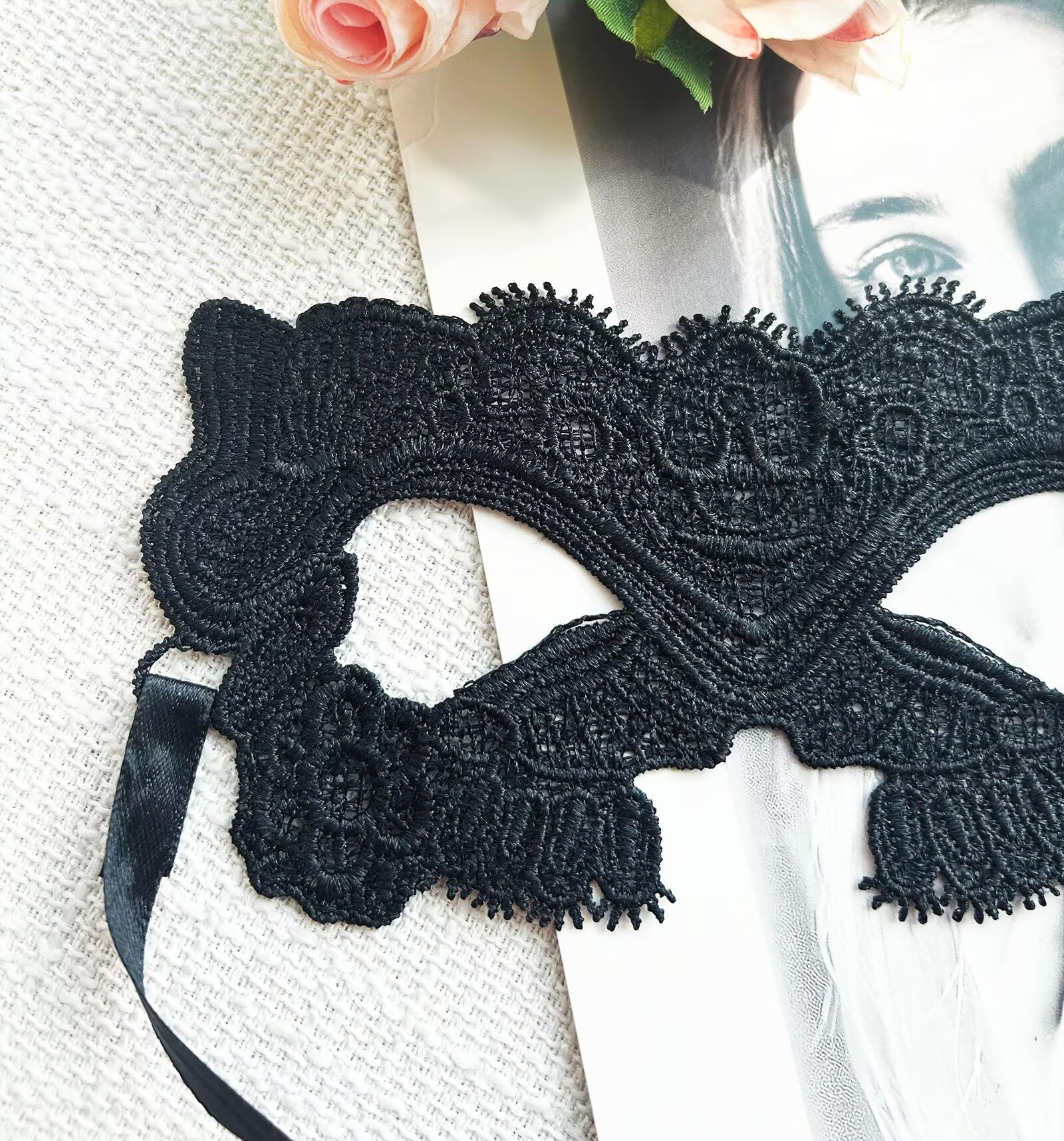 Mordarli Masquerade Mask for Women Lace Eye Mask for Halloween Costume Party: Black Cat Lady