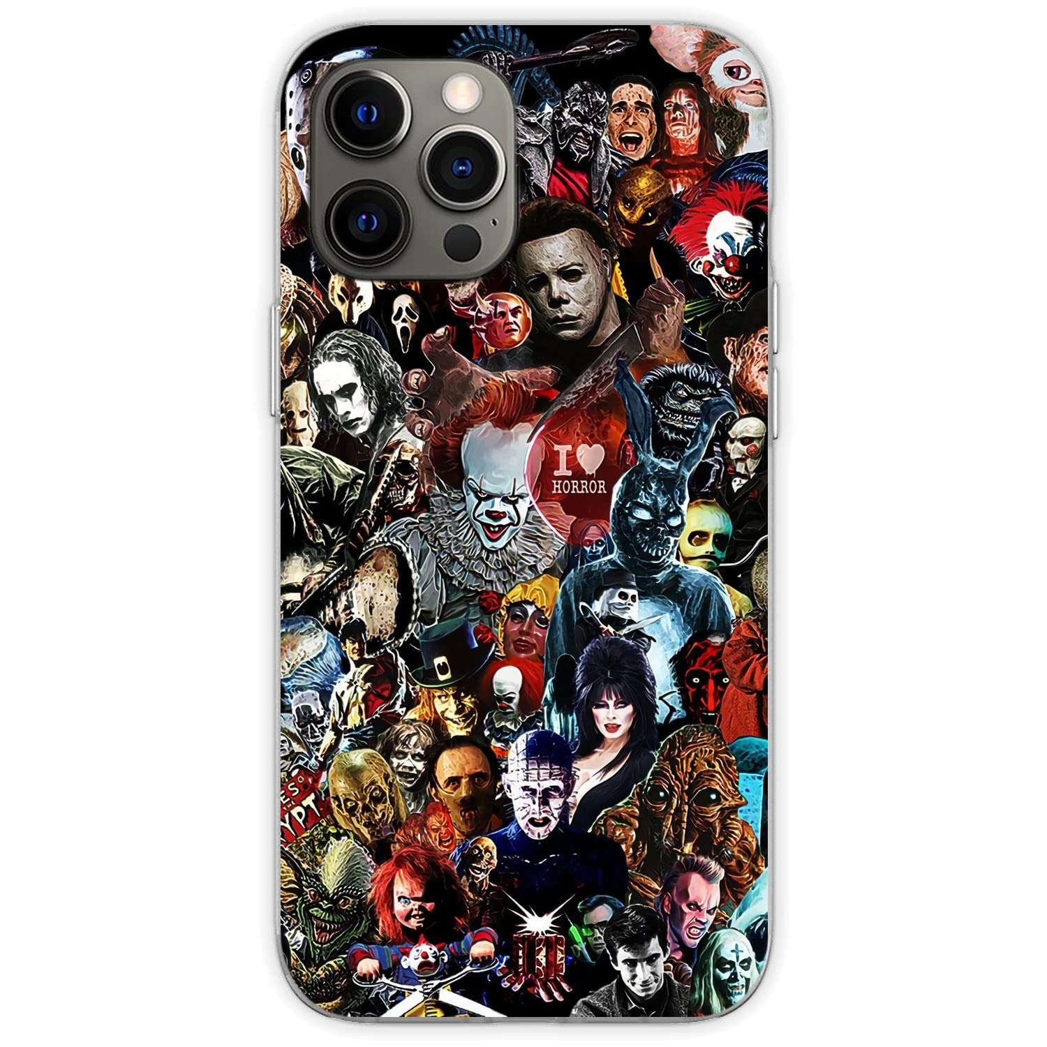 Compatible with iPhone 14 Case Classic Love Horror Characters Movie Halloween All Scary Shockproof Silicone Soft TPU Protective Phone Case Cover