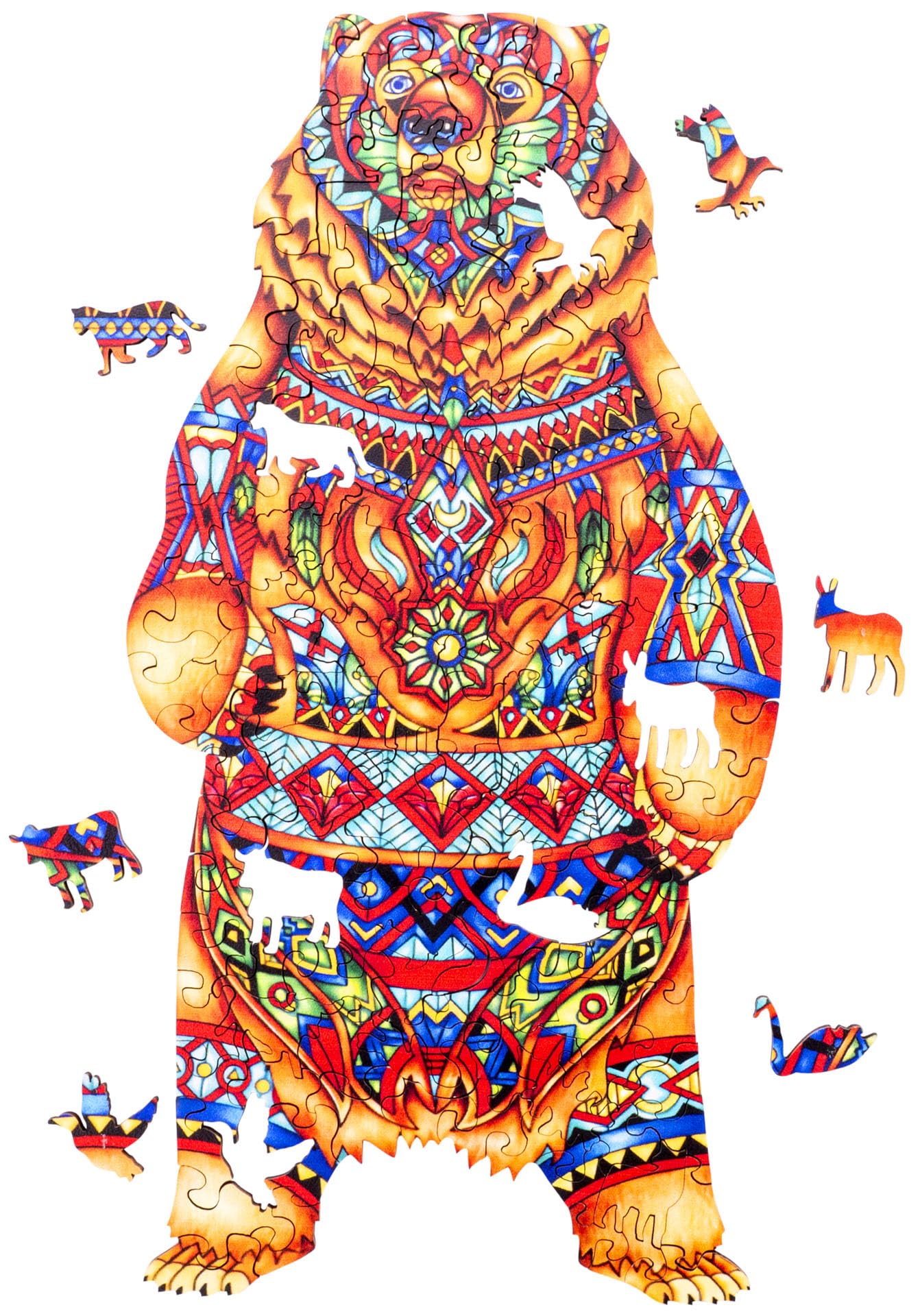 Engelhart - 602310 - Puzzle en Bois Ours - 193 Pièces Uniques - Puzzle Animaux - Boîte Cadeau en Bois - À partir de 12 Ans - 29.7 x 42 cm - Découpe au Laser, Épaisseur 3 mm