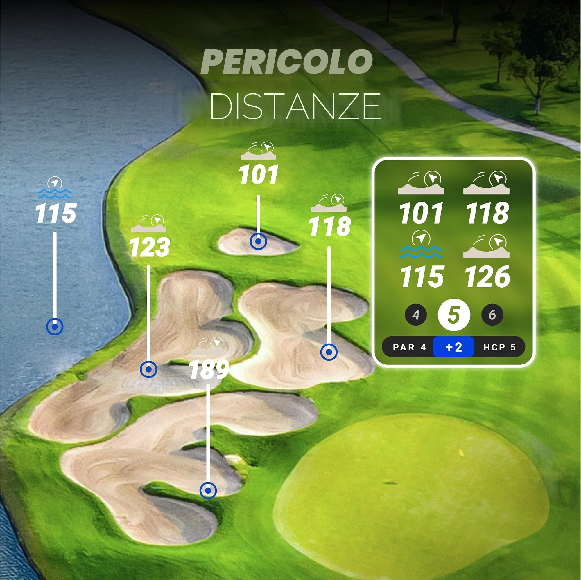 Blue Tees Golf Ringer - GPS magnetico palmare touch screen, ricerca distanza golf impermeabile, oltre 40.000 campi precaricati, batteria più di 10 ore, striscia magnetica integrata