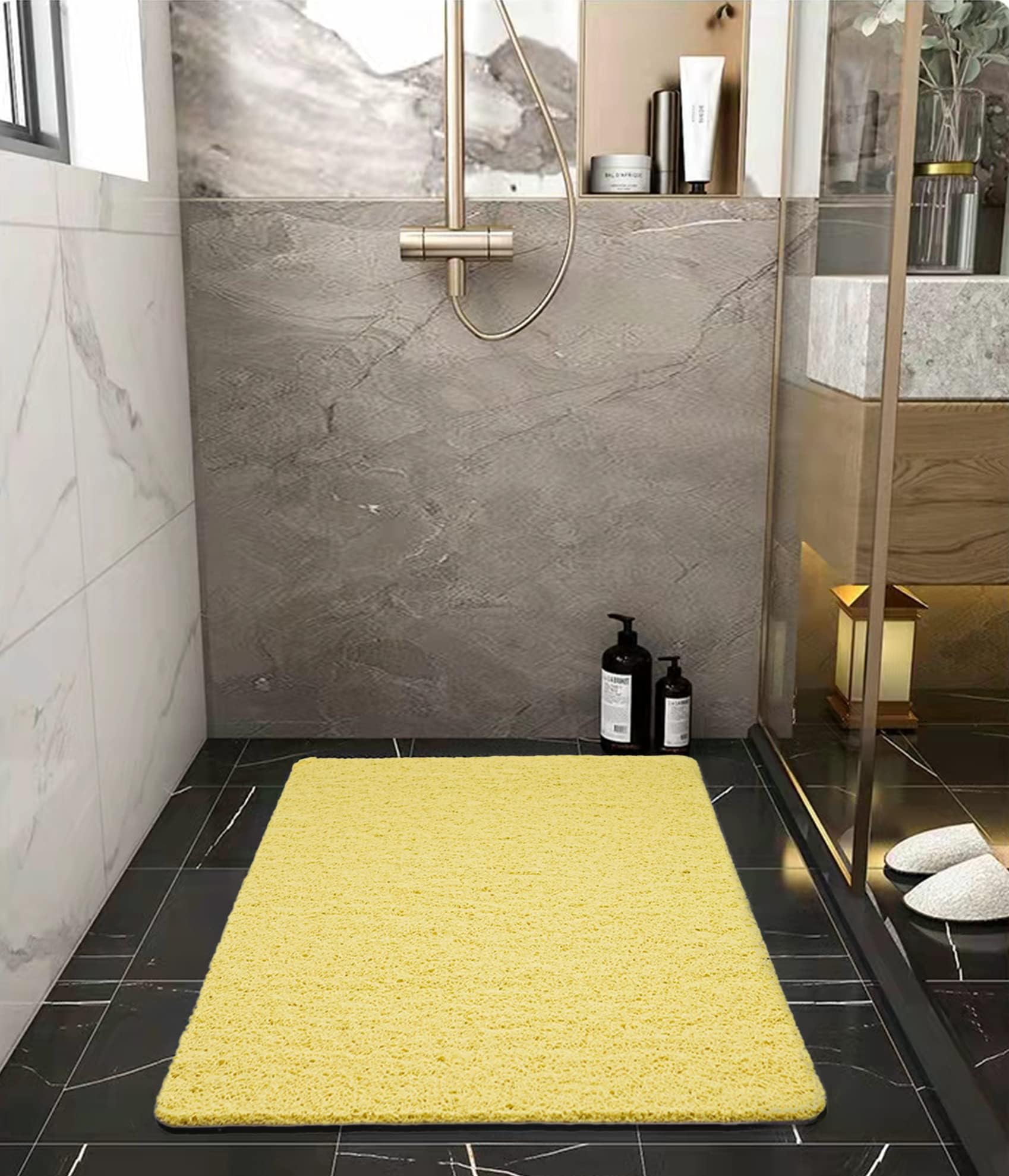 Anti-Mold Non-Slip Shower Mat (Yellow, Medium)