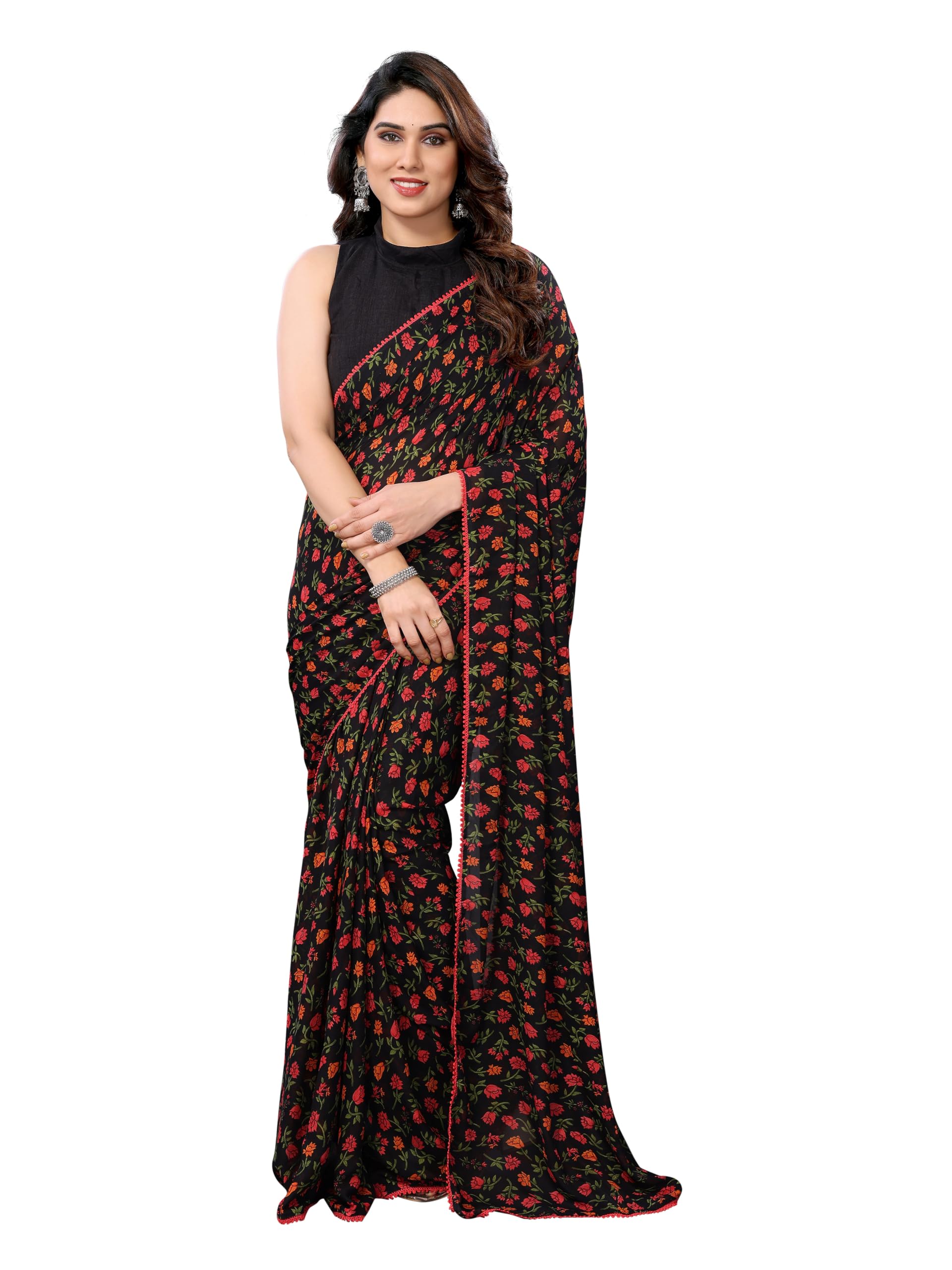 DIVUSReady to wear Pre draped Prestitched one min readymade Designer Parywear saree with Unstitch Blouse