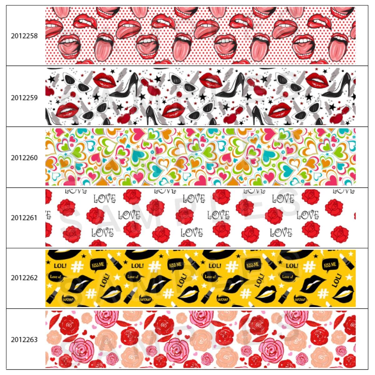 Valentine Day Hot Love Heart 50 Yards Grosgrain estampado, cinta de raso Accesorios para el cabello-2012254,38 mm Grosgrain
