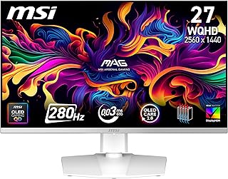 MSI mag 272QPW QD-OLED X28 27-Inch WQHD, Gaming Monitor, 2560×1440 Quantum Dot OLED Panel, 280Hz, 0.03ms, DisplayHDR True …