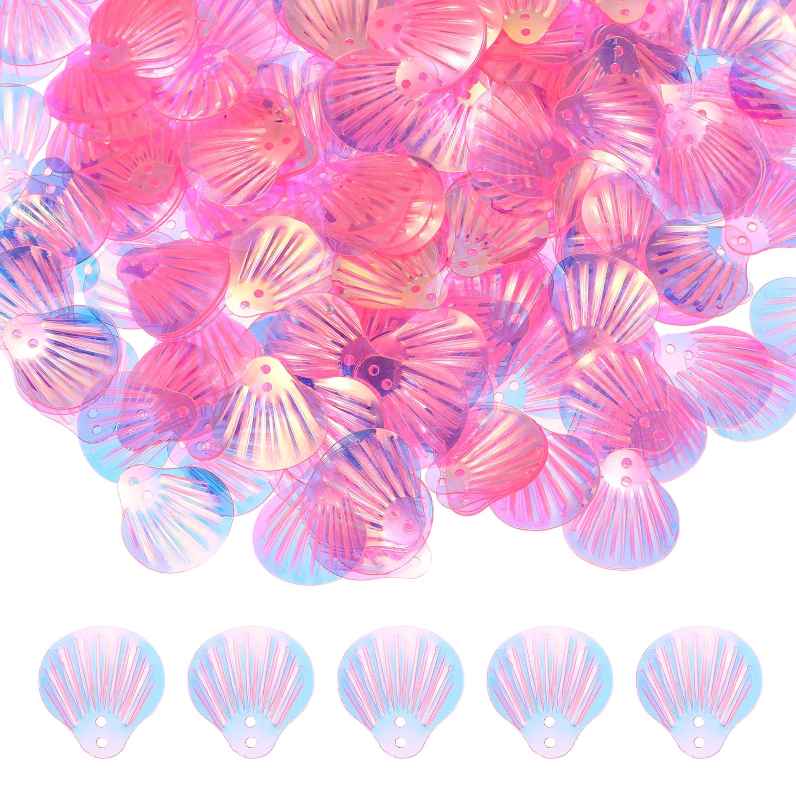 sourcing map 50 Gram Loose Sequins 13 mm Seashell Sequins and Spangles with 2 Holes for Earrings Clothing Accessories Embroidery Sewing DIY Art Crafts Supplies, Gold Transparent Plum