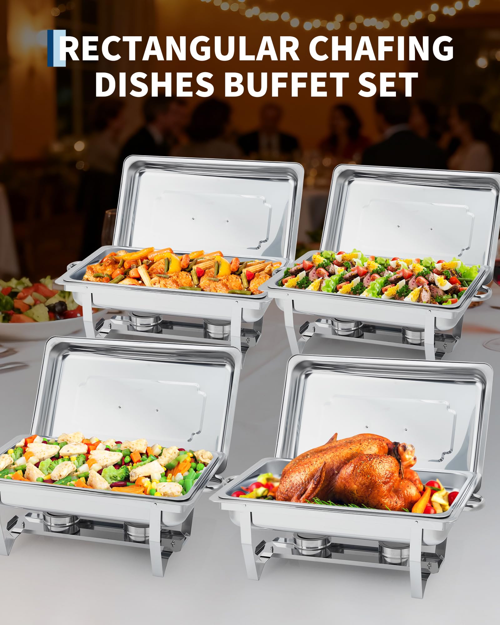 GarveeHome ChafingDishes-4S Platos para rozar, Acero Inoxidable