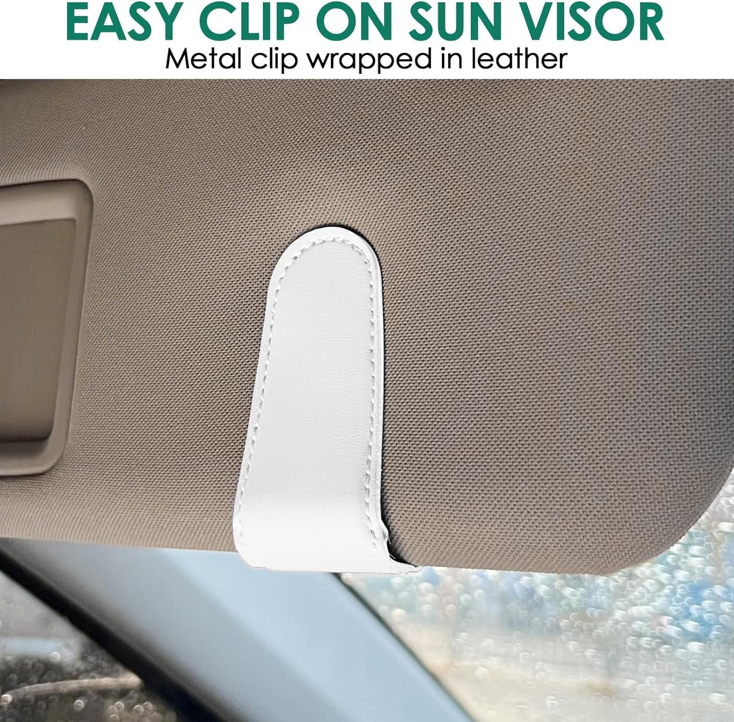 2 Pack Sunglasses Holder Compatible with Tesla Model 3 Y X S Semi Cybertruck Leather Magnetic Glasses Mount Holder Eyeglasses Sunglasses Clip Visor Sunglass Holder Accessories (White)