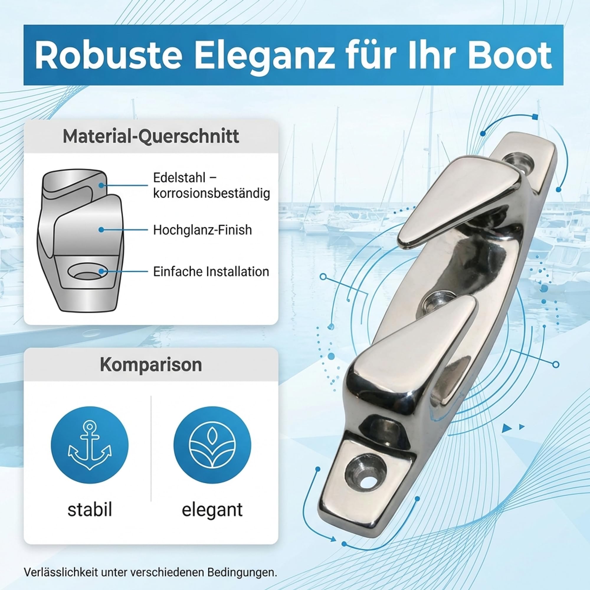 ARBO-INOX Klampe Lippklampen Set – Robuster Halt beim Festmachen – Edelstahl 114 mm