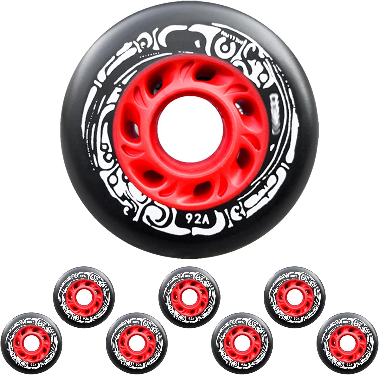 8 Pack Inline Skate Wheels 92A Outdoor Indoor Roller Hockey Skates Replacement Wheels 72mm 76mm 80mm Dia