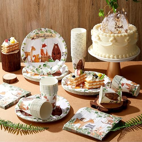 Vista 60 de Hushee Juego de 200 platos florales de papel para baby shower, servilletas, tazas, suministros de fiesta de baby shower, juego de vajilla desechable