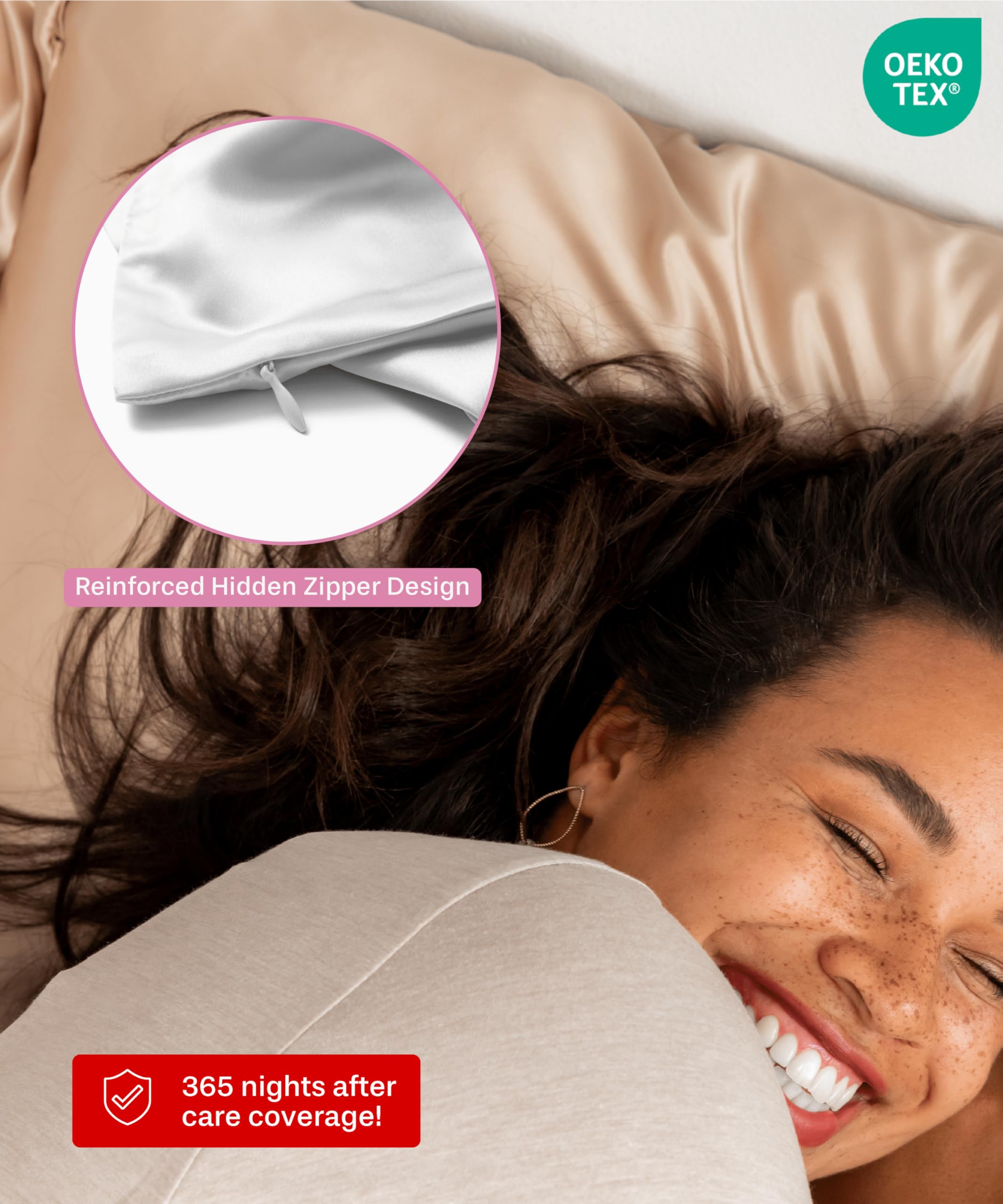 SUNDAYSILKS™ 100% Mulberry Silk Pillowcase, Silk Pillow Cases for Hair & Skin, Superior to Satin Pillowcase, with Zipper, Standard, Queen, King Sizes, Anti-Wrinkle, Cooling, Non-Slip Silk Pillowcases