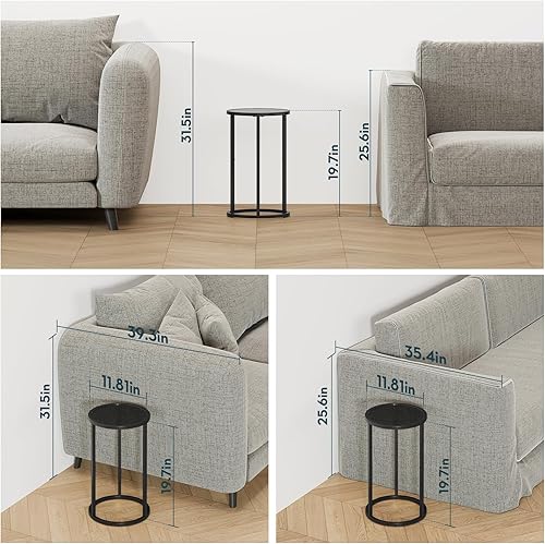 Miniatura 2 de SAYGOER Mesa de centro de cristal negro, mesas de centro redondas pequeñas de 27.6 pulgadas, mesa central moderna de vidrio templado para sala de