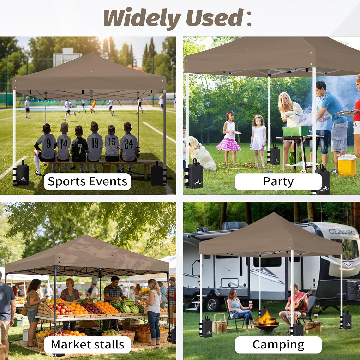 Mrsenloi 10x10 Replacement Canopy Top with 4 Pack Water Weight Bags Included for Pop Up Tent, Waterproof Instant Canopy Top Cover Only