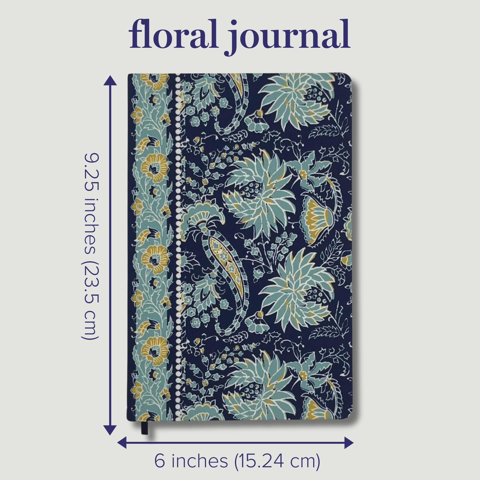 Vera Bradley Diario da donna in tessuto floreale con 160 pagine a righe e nastro segnalibro, motivo cachemire con pietre preziose, colore: