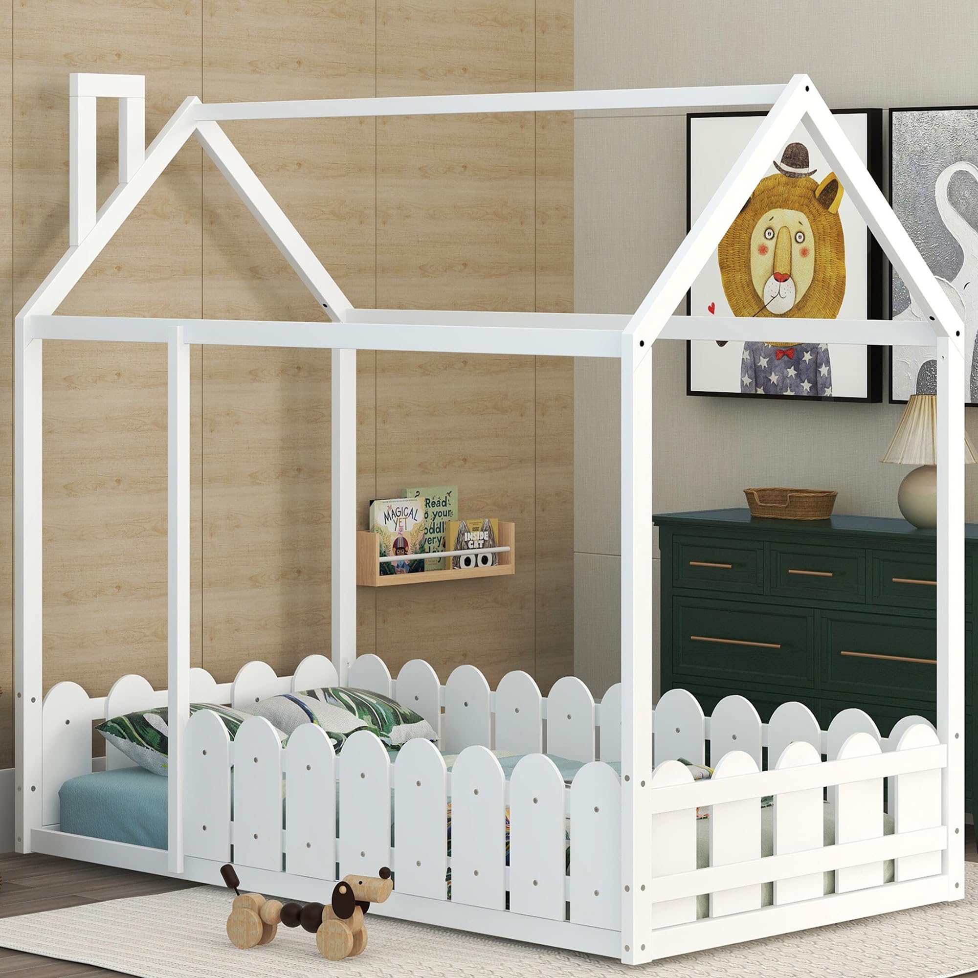Buy Montessori Bed Frame Twin Size/House Bed Frames, House Floor Bed for Kids, Montessori Floor