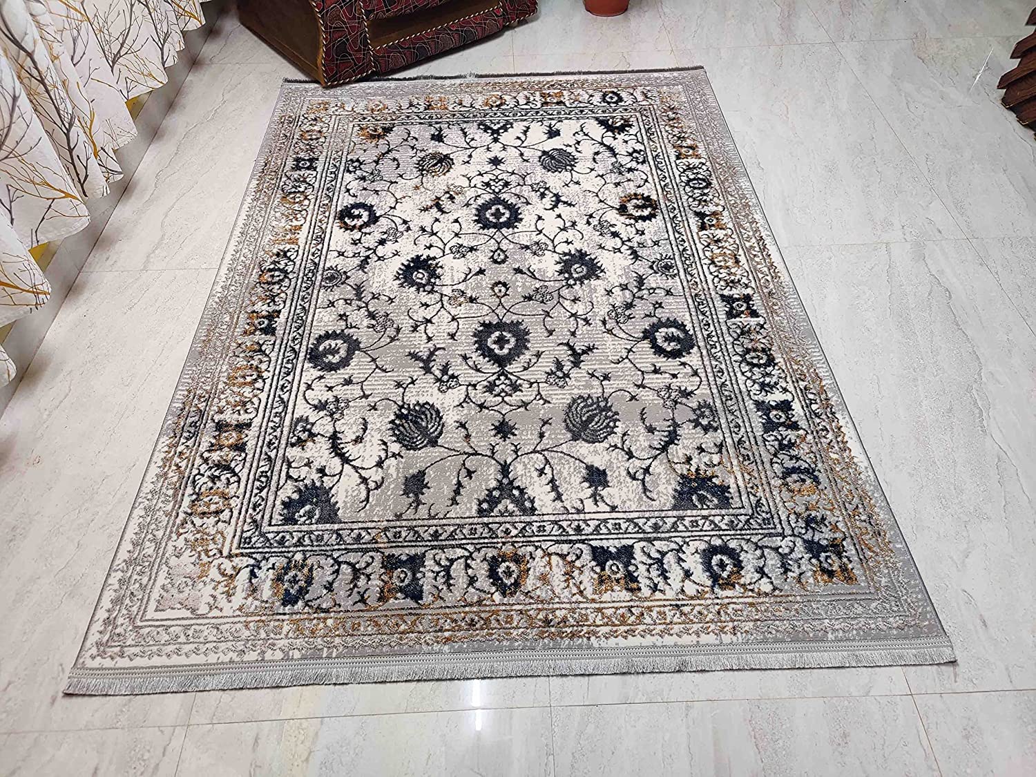 PRISTINE IMPERIAL Abstract Antique Look Design Premium Rug for Living Room Bed Room and Hall Color Silver Multi 5 x 7 feet (150 x 210 cm)