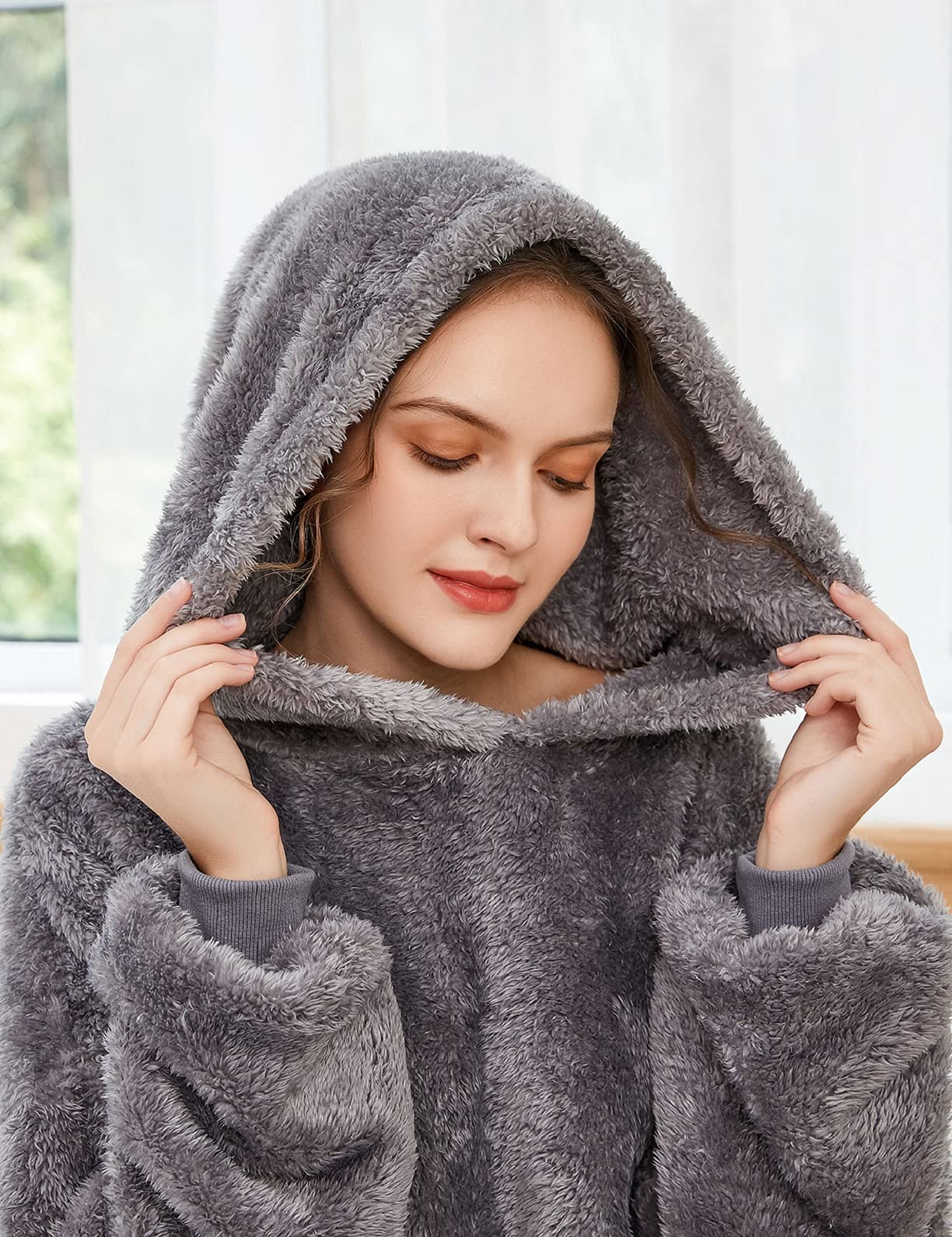 UMIPUBO Sudadera con Capucha Manta Hombres Y Mujeres Talla Grande Sherpa de Gran Jerse De Televisión tamaño Caliente y Esponjoso Invierno Hoodie De Manga Larga Moda Tops