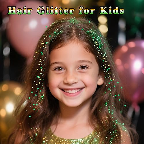 Miniatura 60 de MEICOLY Purpurina para cabello infantil, maquillaje de Halloween con purpurina brillante, lentejuelas de sirena para rostro y cuerpo, purpurina