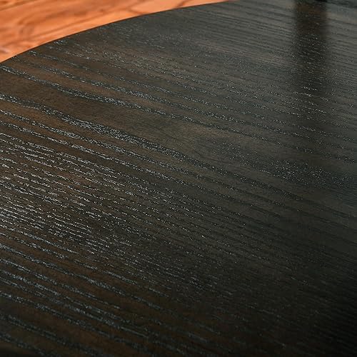 Miniatura 6 de PADMA HOUSE Mesa auxiliar redonda de madera de 25 pulgadas, mesa auxiliar redondeada de madera maciza de 2 niveles, mesa auxiliar circular con