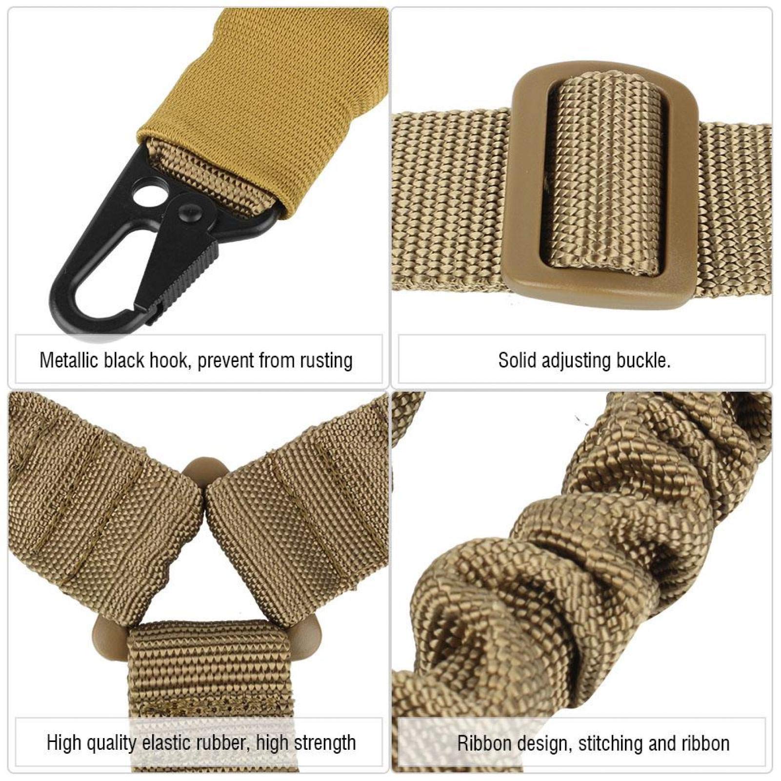 Point Sling Tattico della Pistola, Rifle Strap con Veloce Clip Tactical Gun Tracolla Regolabile Airsoft Cinghia Cinturino Tattica Pistol Singolo Fionda Corda Spalla per Softair Fucile da Caccia