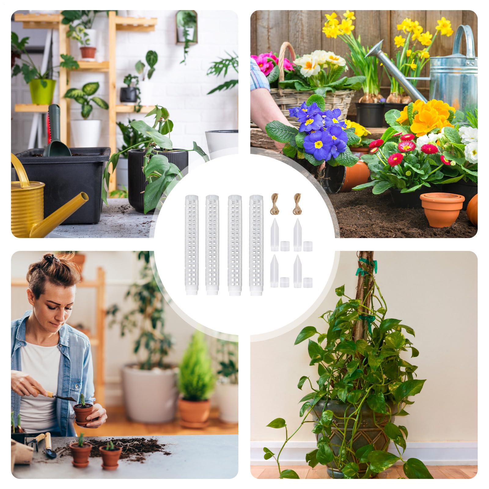 Moosstangen 64 Cm Stapelbare Stange | Mesh-Design Indoor Pflanzenstäbe Für Tomatenranken Und Kletterpflanzen In Garten, , Pflanzkübel