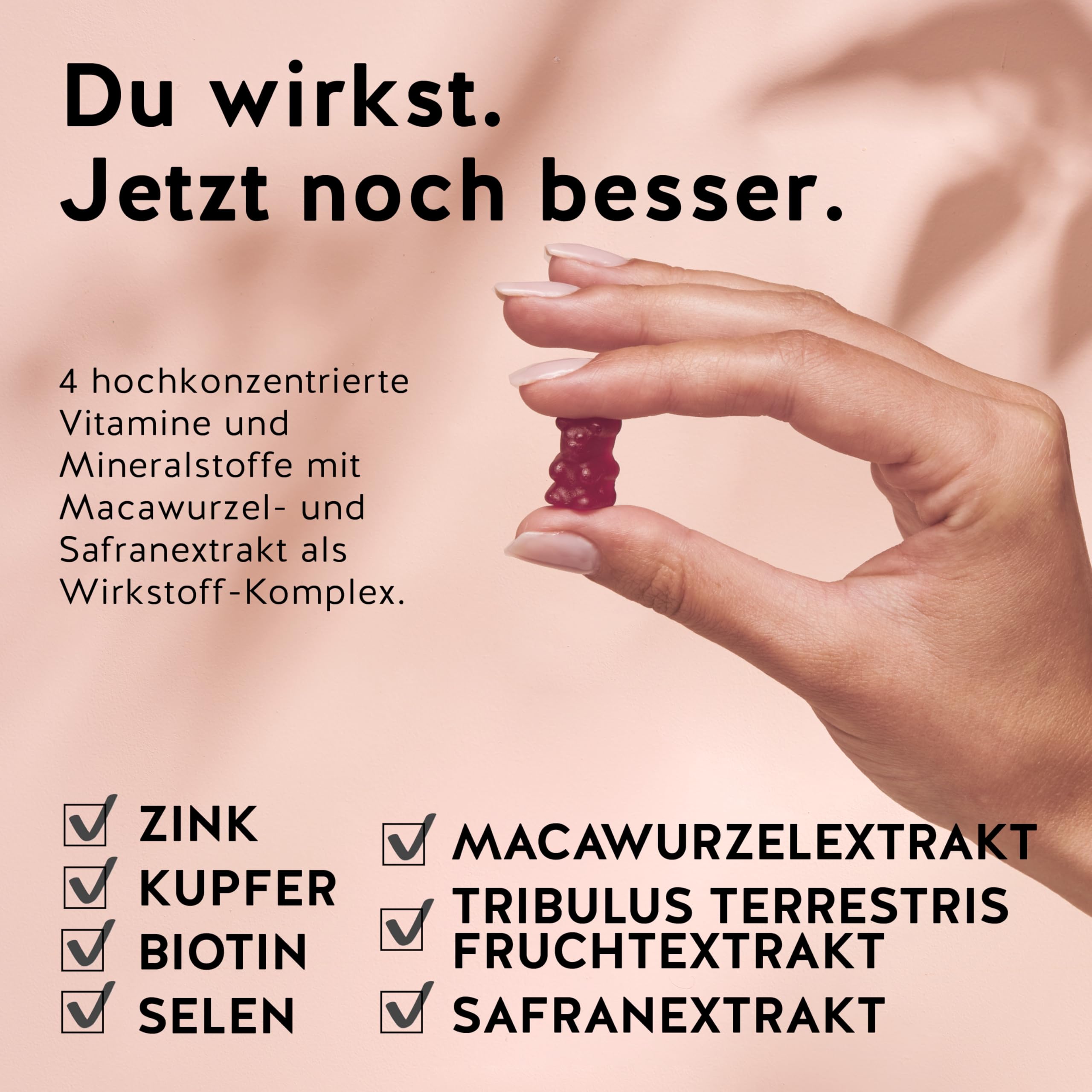 Maca-Komplex – mit 300 mg hochdosiertem Maca-Extrakt, Biotin, Zink, Kupfer und Selen – sowie Safranextrakt und Tribulus-Terrestris-Fruchtextrakt – 60 Stück – Vegan – Bears with Benefits
