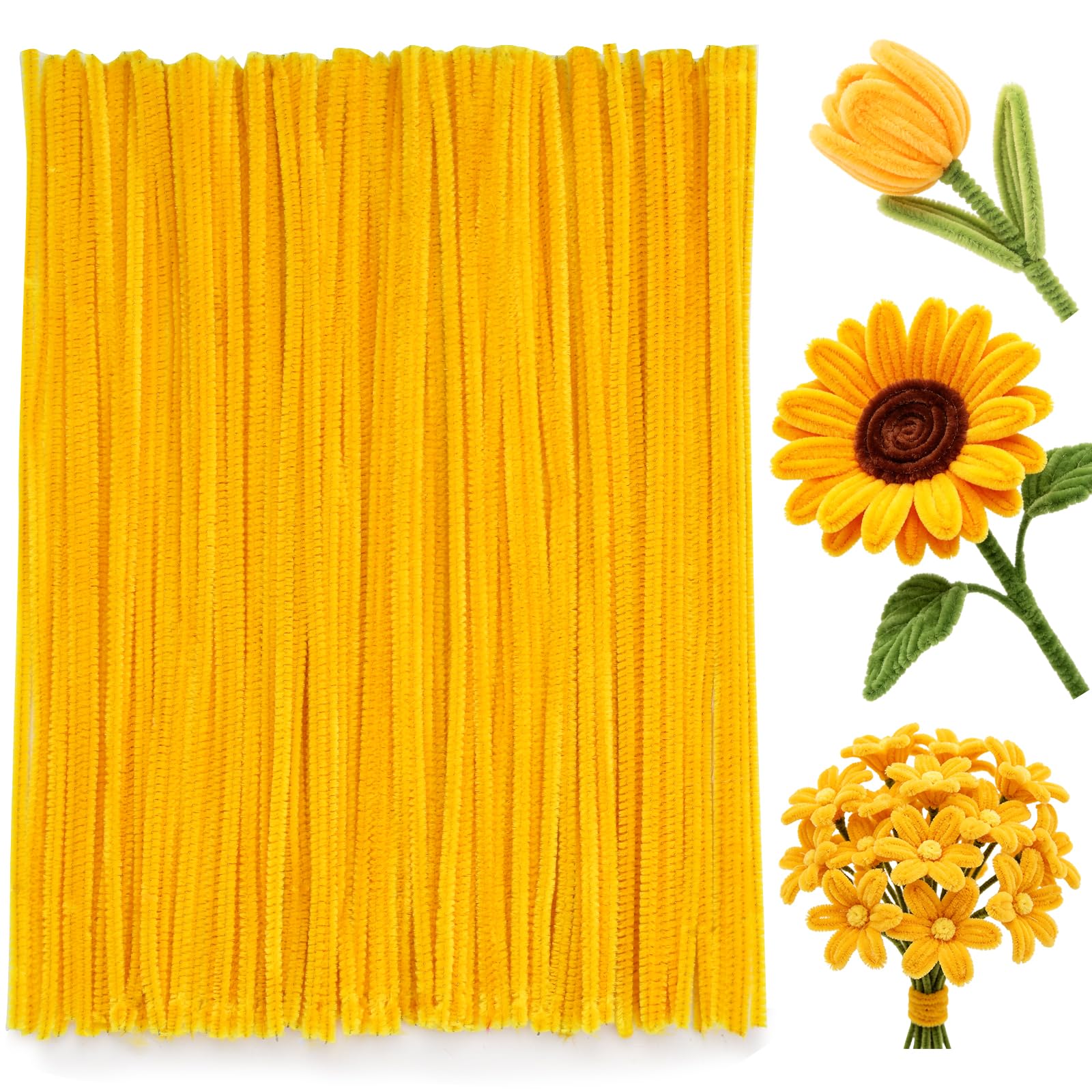 100 PCS Pipe Cleaners Bulk Craft Suppies Light Yellow Pipe Cleaners
