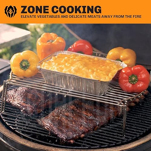 Miniatura 5 de Estante expansor de rejilla para parrilla, 13 pulgadas de largo x 15.2 pulgadas de ancho, estante de acero inoxidable que funciona para Classic Joe,