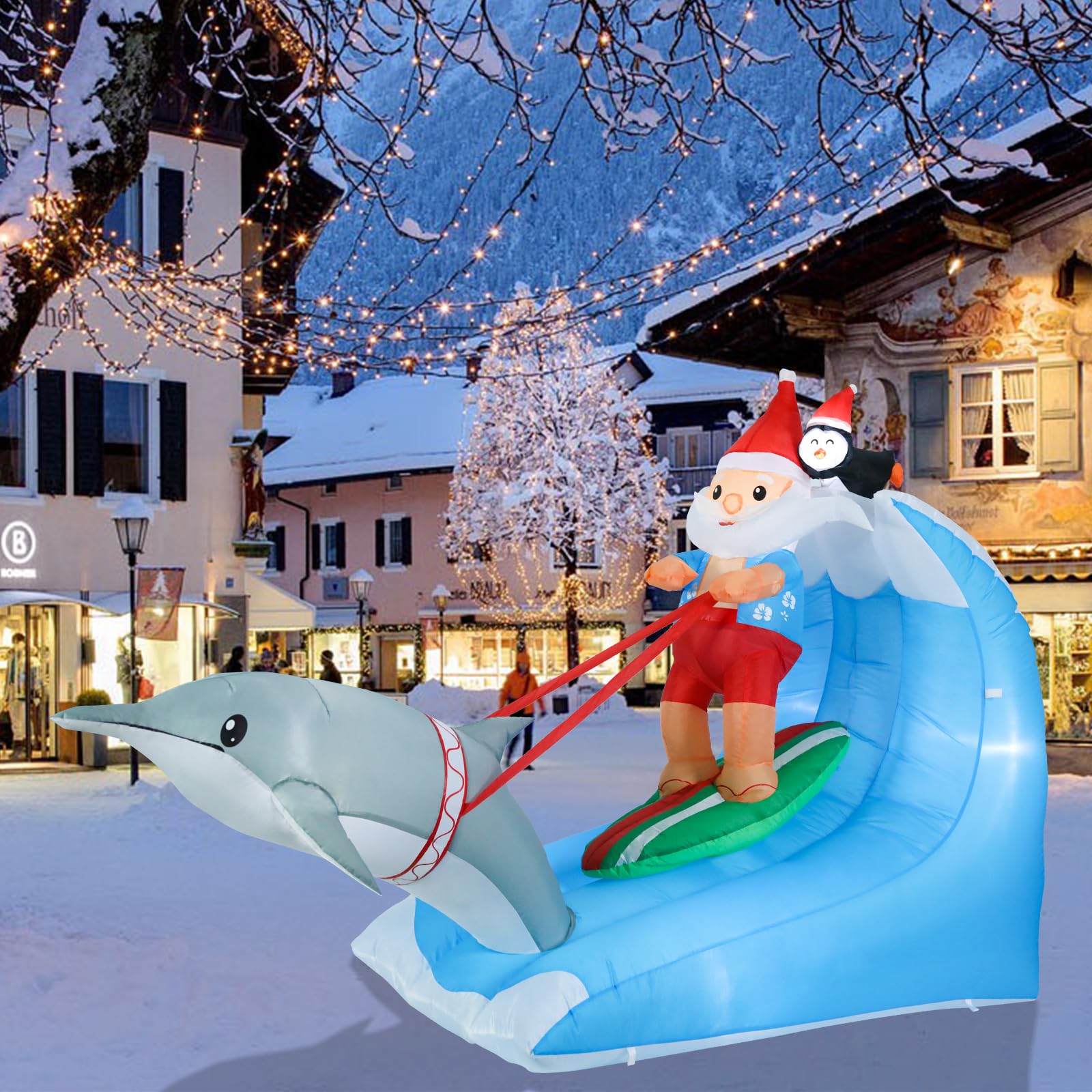 Décoration de Noël gonflable lumineuse pour sublimer un grand jardin