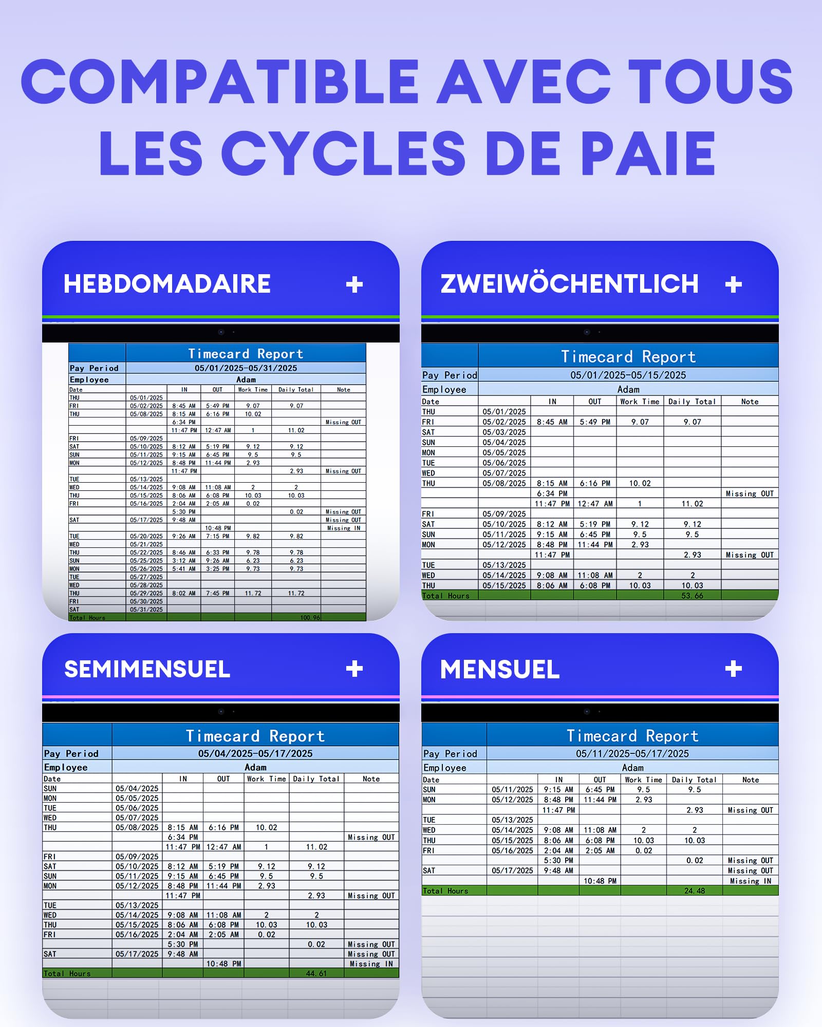 NGTeco WiFi Pointeuse pour Employés Petite Entreprise, W3 WiFi Biométrique Pointeuse à Empreinte Digitale, pointeuse horaire Personnel avec APP pour iOS Android (Français)