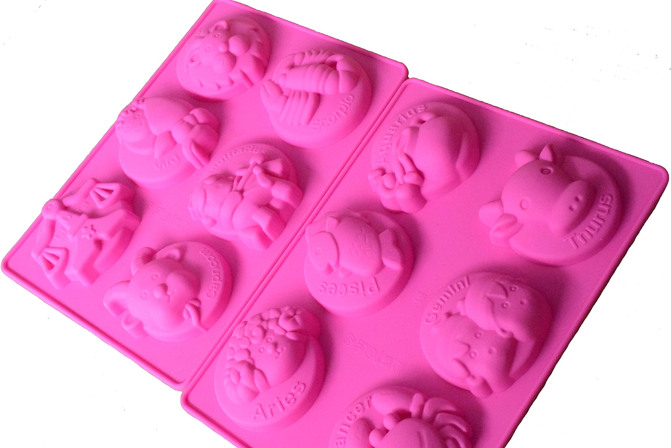 Silikonecraft Zodiac 12 Cavity Special CIRCLE Shaped Silicone Mold for Soap Making Mini Bath Bomb Crafts Candy Chocolate bar - Assort Color