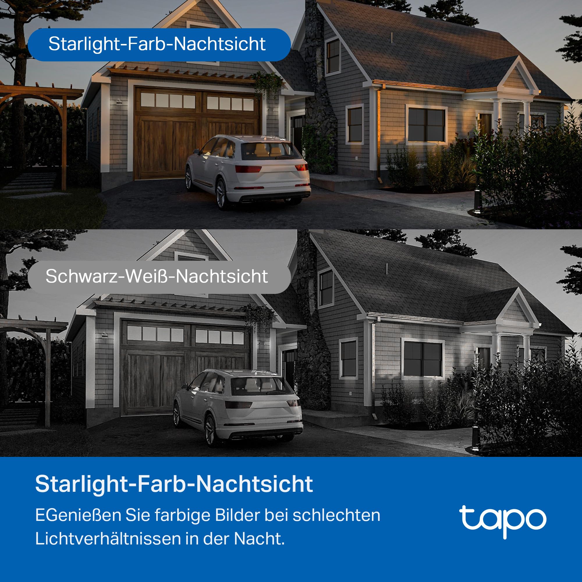 Tapo C530WS 360° Überwachungskamera Außen, 3K 5MP, Starlight Farbe Nachtsicht, KI-Erkennung, Bewegungsverfolgung, WLAN oder Ethernet, microSD-Karte bis zu 512 GB