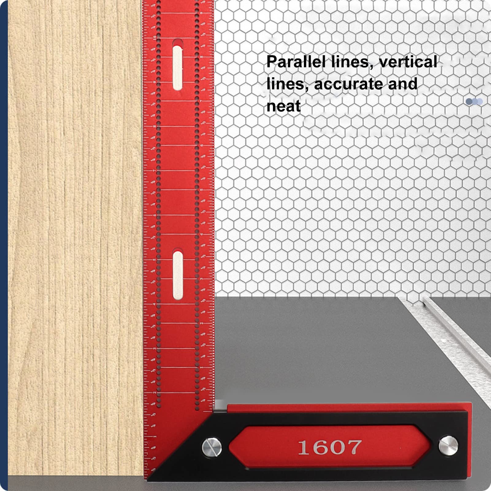 Lineal, Holzbearbeitungslineal vom Typ L, Markierungsmesswerkzeug aus Aluminiumlegierung, rechtwinkliges Lochlineal