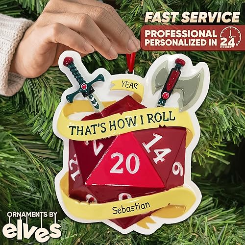 Miniatura 2 de Adornos personalizados de mazmorras y dragones 2024 para árbol de Navidad  Adornos de Navidad DND, adorno D20, adorno de mesa para jugadores, adorno