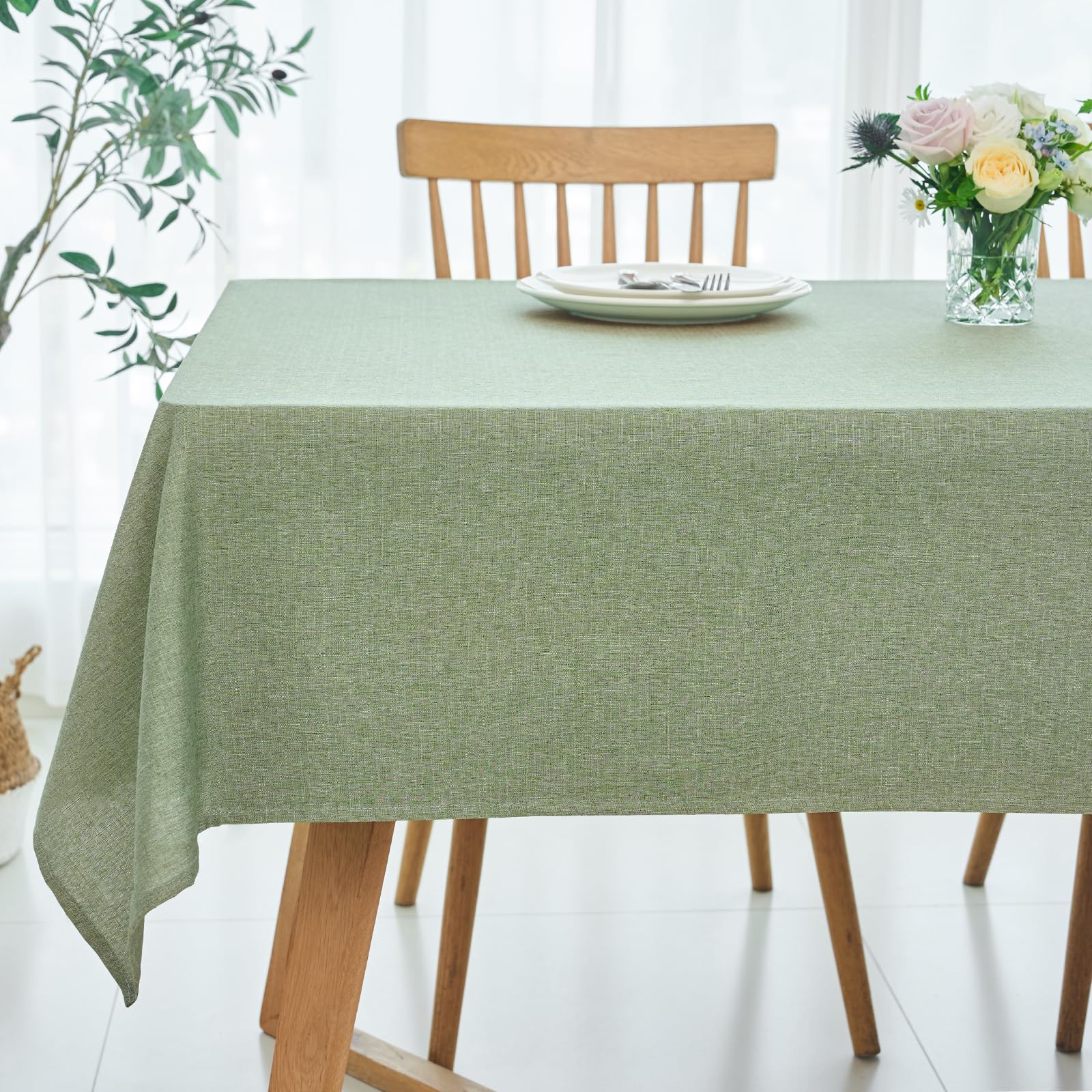 maxmill Linen Textured Rectangle Tablecloth Water Resistant Wrinkle Free Spill-Proof Stain Proof Table Cloth for Dining Room Decoration Banquet Party